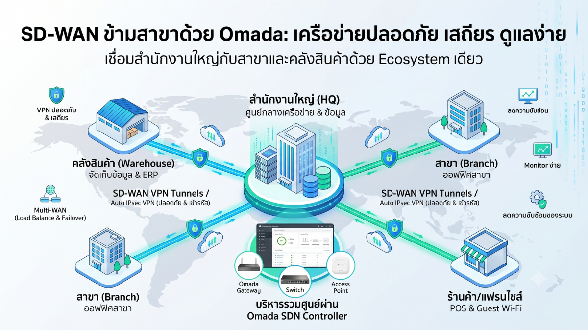 ภาพประกอบบทความ คู่มือฉบับสมบูรณ์: การสร้างระบบเครือข่าย SD-WAN ข้ามสาขาด้วย TP-Link Omada
