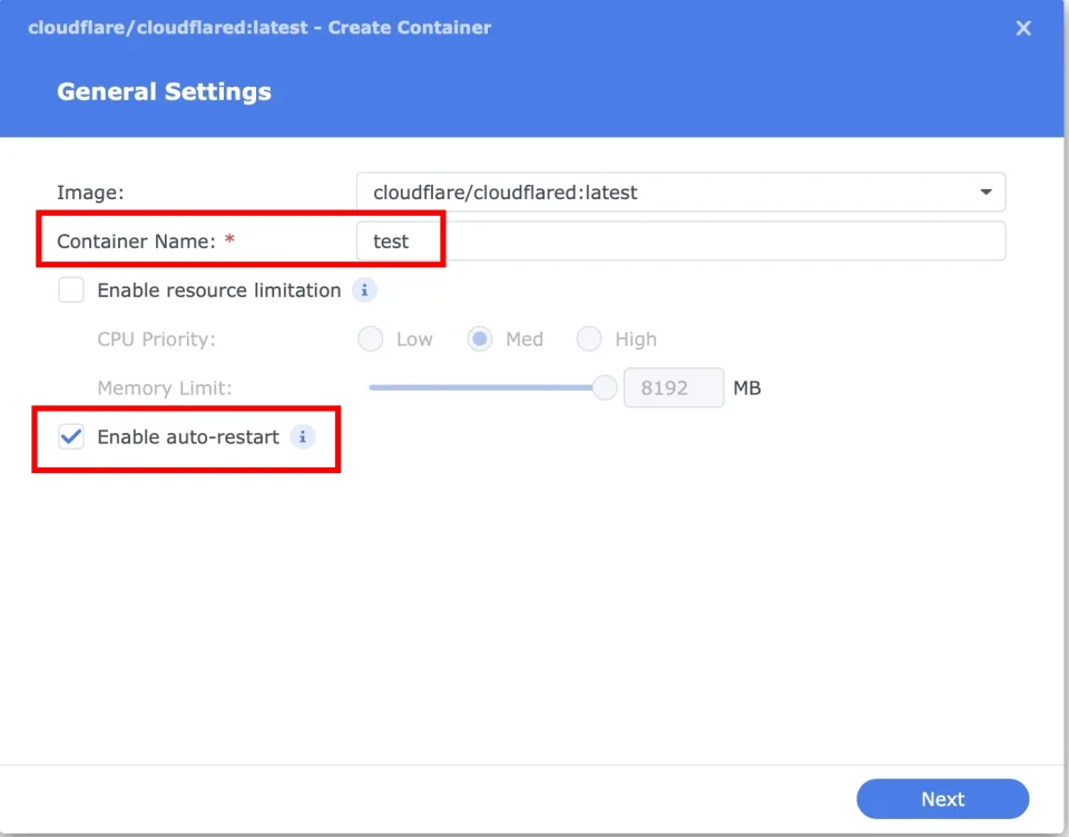 Container Settings